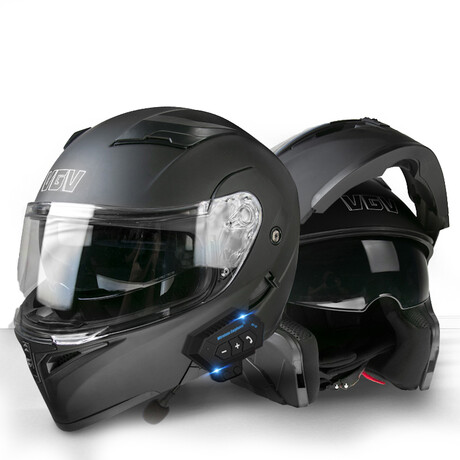 Bluetooth Motorcycle Helmet // Clear Visor // Black (M)