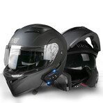 Bluetooth Motorcycle Helmet // Clear Visor // Black (2XL)