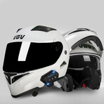 Bluetooth Motorcycle Helmet // Black Visor // White (2XL)