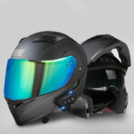 Bluetooth Motorcycle Helmet // Turquoise Visor // Black (3XL)