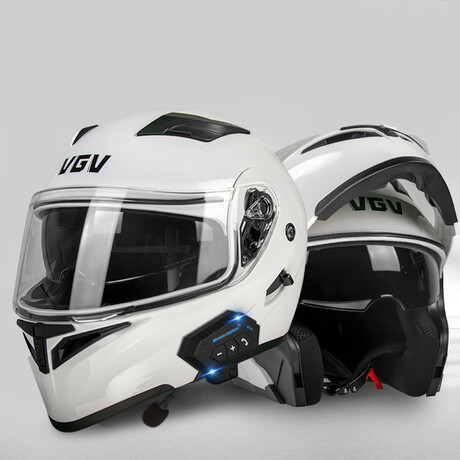 Bluetooth Motorcycle Helmet // Clear Visor // White (M)