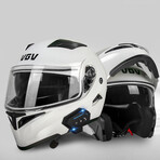 Bluetooth Motorcycle Helmet // Clear Visor // White (L)