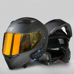 Bluetooth Motorcycle Helmet // Orange Visor // Black (L)