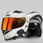 Bluetooth Motorcycle Helmet // Burnt Orange Visor // White (XL)