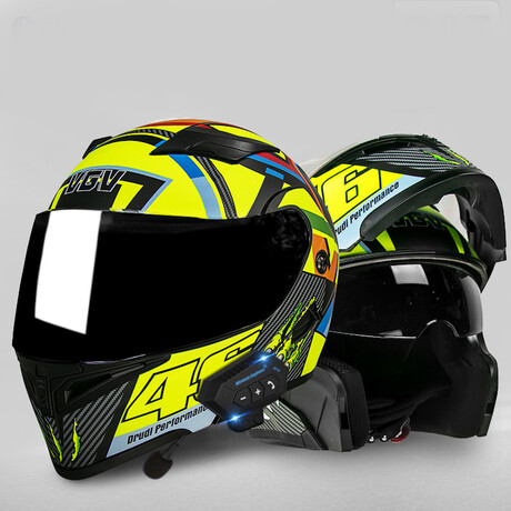 Bluetooth Motorcycle Helmet // Black Visor // Yellow (M)