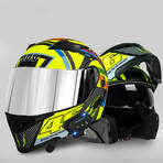 Bluetooth Motorcycle Helmet // Silver Visor // Yellow (2XL)