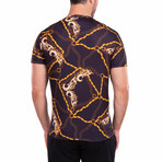 Antique Chains + Flourish Motif Graphic Tee // Black (L)