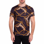 Antique Chains + Flourish Motif Graphic Tee // Black (L)