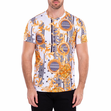 Greek Key Motif Graphic Tee // White (L)