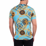 Antique Tile + Chain Motif Graphic Tee // Turquoise (L)