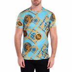 Antique Tile + Chain Motif Graphic Tee // Turquoise (L)