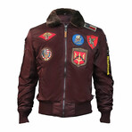 B-15 Bomber Jacket + Patches // Burgundy (S)