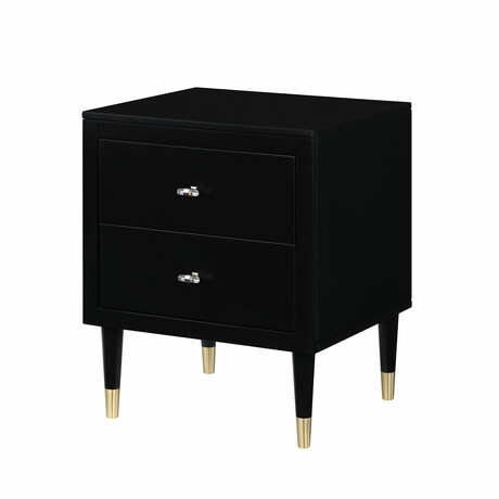 Modern Stanton Nightstand // 2 Full Extensions Drawers and Solid Wood Legs // Set of 2 (White)