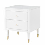 Modern Stanton Nightstand // 2 Full Extensions Drawers and Solid Wood Legs // Set of 2 (White)