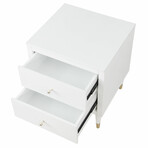 Modern Stanton Nightstand // 2 Full Extensions Drawers and Solid Wood Legs // Set of 2 (White)