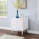 Modern Stanton Nightstand // 2 Full Extensions Drawers + Solid Wood Legs (White)