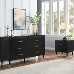 2-Piece Modern Stanton Dresser and Nightstand // Full Extensions Drawers + Solid Wood Legs (White)