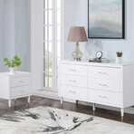 2-Piece Modern Stanton Dresser and Nightstand // Full Extensions Drawers + Solid Wood Legs (White)