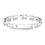 Aquamarine Men's Open Box Clasp Bracelet // 14k White Gold