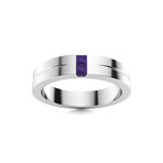 Amethyst Men's Ring // 14k White Gold (Size:7)