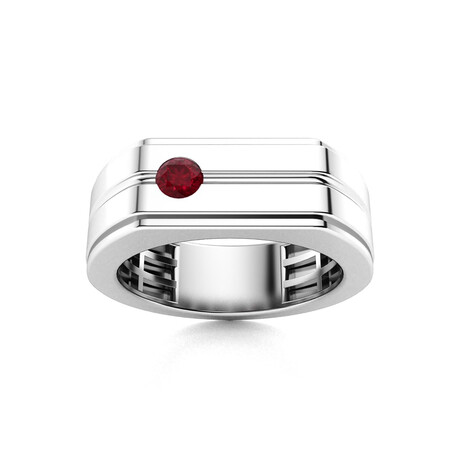 V3 Ruby Men's Ring // 14k White Gold (Size:7)