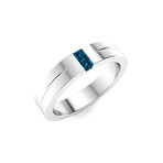 London Blue Topaz Men's Ring // 14k White Gold (Size:7)