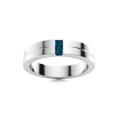 London Blue Topaz Men's Ring // 14k White Gold (Size:7)