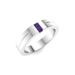 Amethyst Men's Ring // 14k White Gold (Size:7)