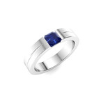 Natural Sapphire Men's Ring // 14k White Gold (Size:7)