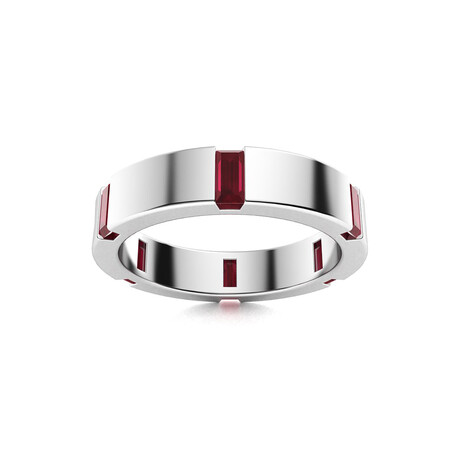 Natural Ruby Men's Ring // 14k White Gold (Size:7)