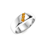 Citrine Men's Ring // 14k White Gold (Size:7)