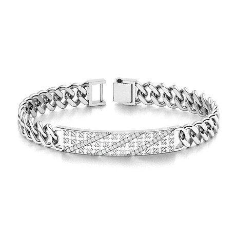 SI Diamond Men's Open Box Clasp Bracelet // 14k White Gold