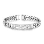 SI Diamond Men's Open Box Clasp Bracelet // 14k White Gold