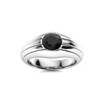 Black Diamond Men's Ring // 14k White Gold (Size:7)