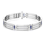 Sapphire and Diamond Men's Open Box Clasp Bracelet // 14k White Gold