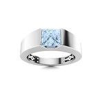 Aquamarine Men's Ring // 14k White Gold (Size:7)