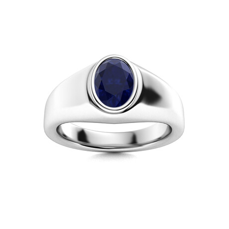 Sapphire Men's Ring // 14k White Gold (Size:7)