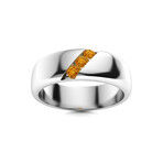 Citrine Men's Ring // 14k White Gold (Size:7)