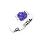 Tanzanite Men's Ring // 14k White Gold (Size:7)