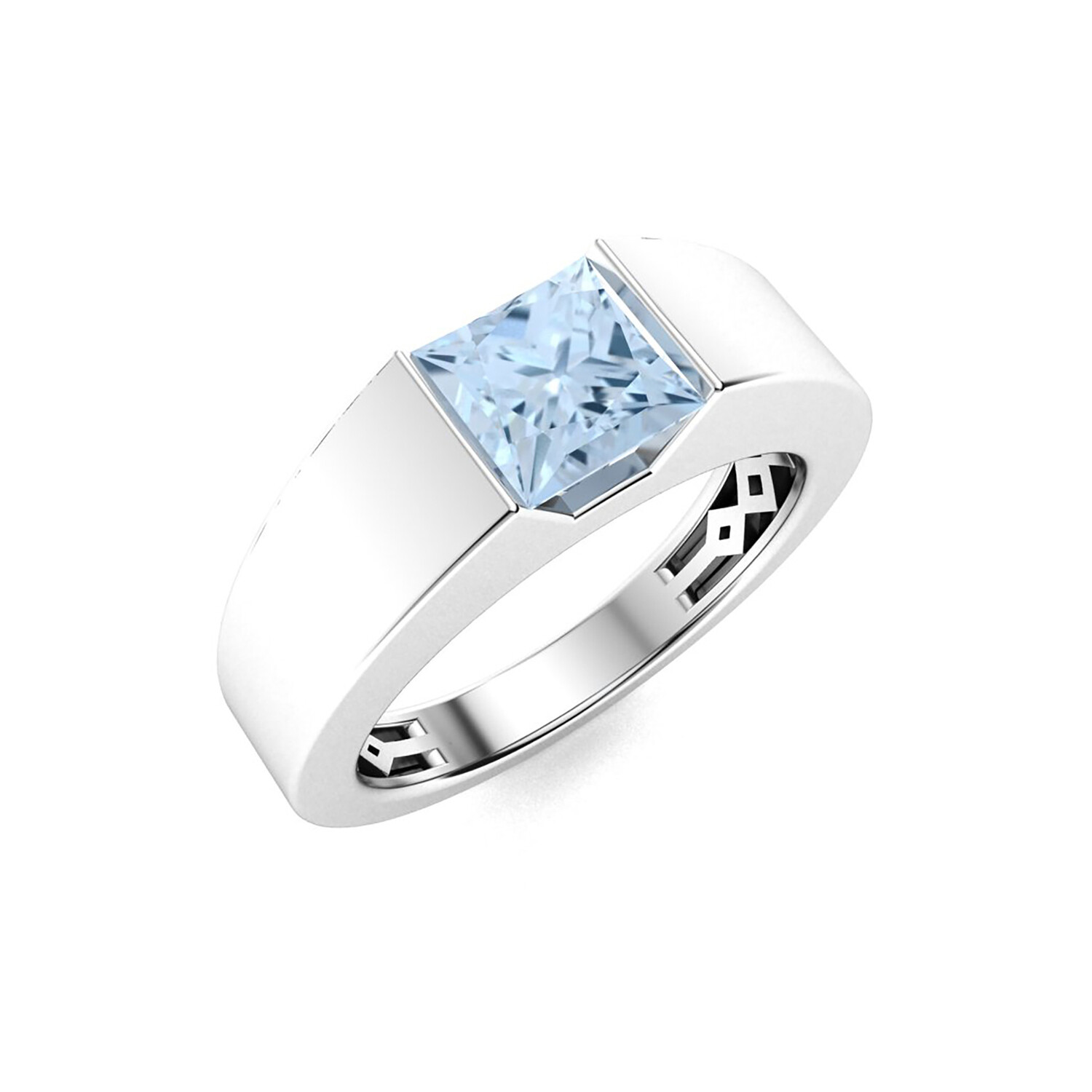 Aquamarine Men's Ring // 14k White Gold (Size:7) - Diamondére Men's ...