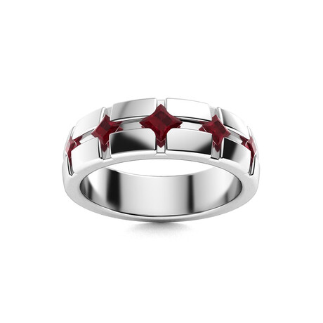 V2 Ruby Men's Ring // 14k White Gold (Size:7)