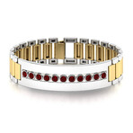 Garnet Men's Open Box Clasp Bracelet // 14k White Gold