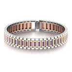 Amethyst Men's Open Box Clasp Bracelet // 14k White Gold