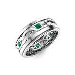 Emerald Men's Ring // 14k White Gold (Size:7)