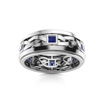 Blue Sapphire Men's Ring // 14k White Gold (Size:7)