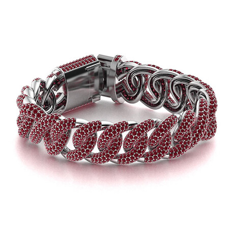 V3 Ruby Men's Open Box Clasp Bracelet // 14k White Gold