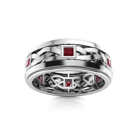 Ruby Men's Ring // 14k White Gold (Size:7)