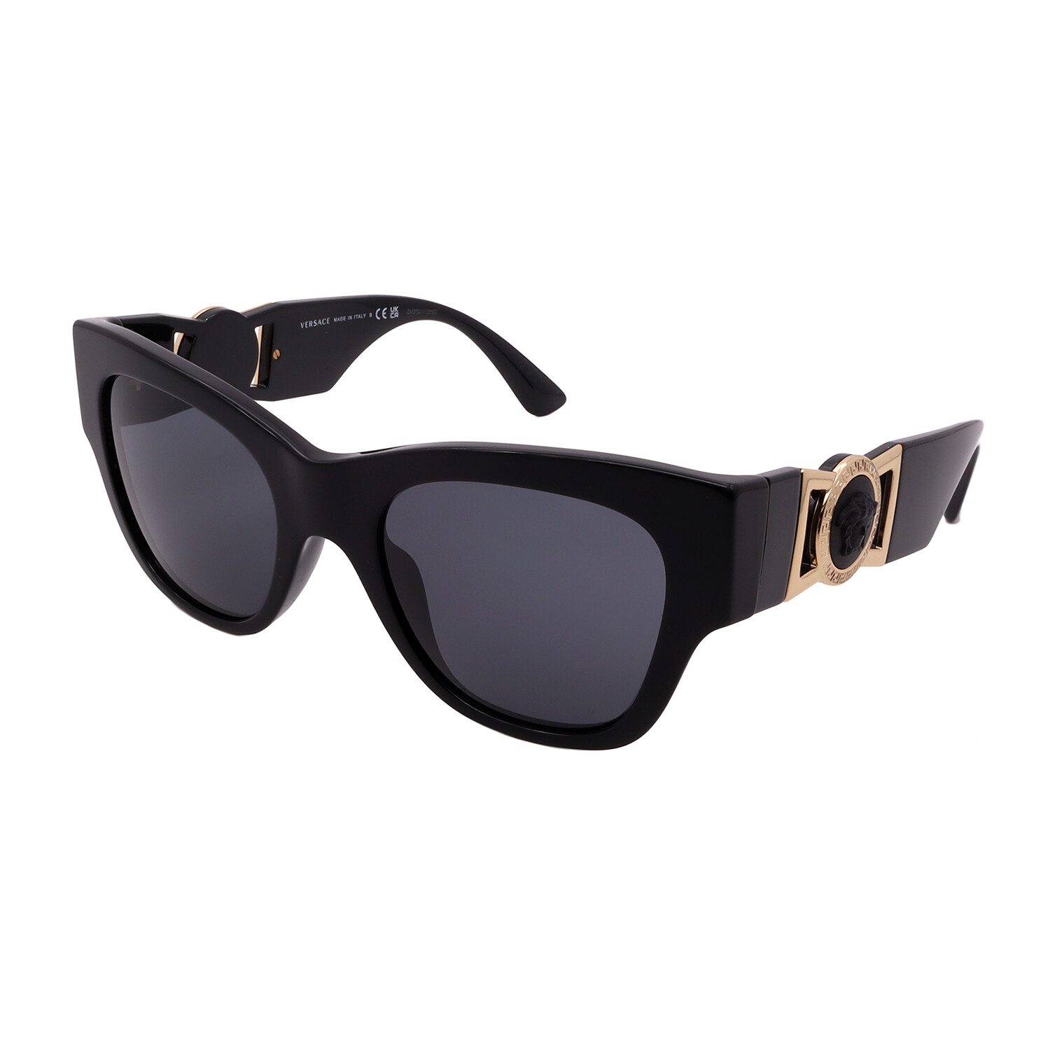 Versace // Unisex VE4415U GB1/87 Square Sunglasses // Black-Gold+ Dark ...