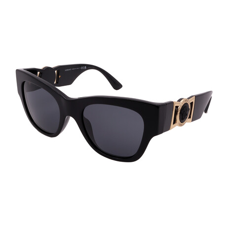 Versace // Unisex VE4415U GB1/87 Square Sunglasses // Black-Gold+ Dark Gray