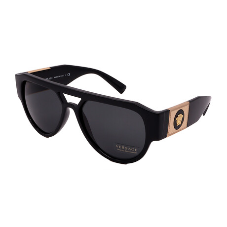 Versace // Men's VE4401 GB1/87 Aviator Sunglasses // Black-Gold+ Dark Gray